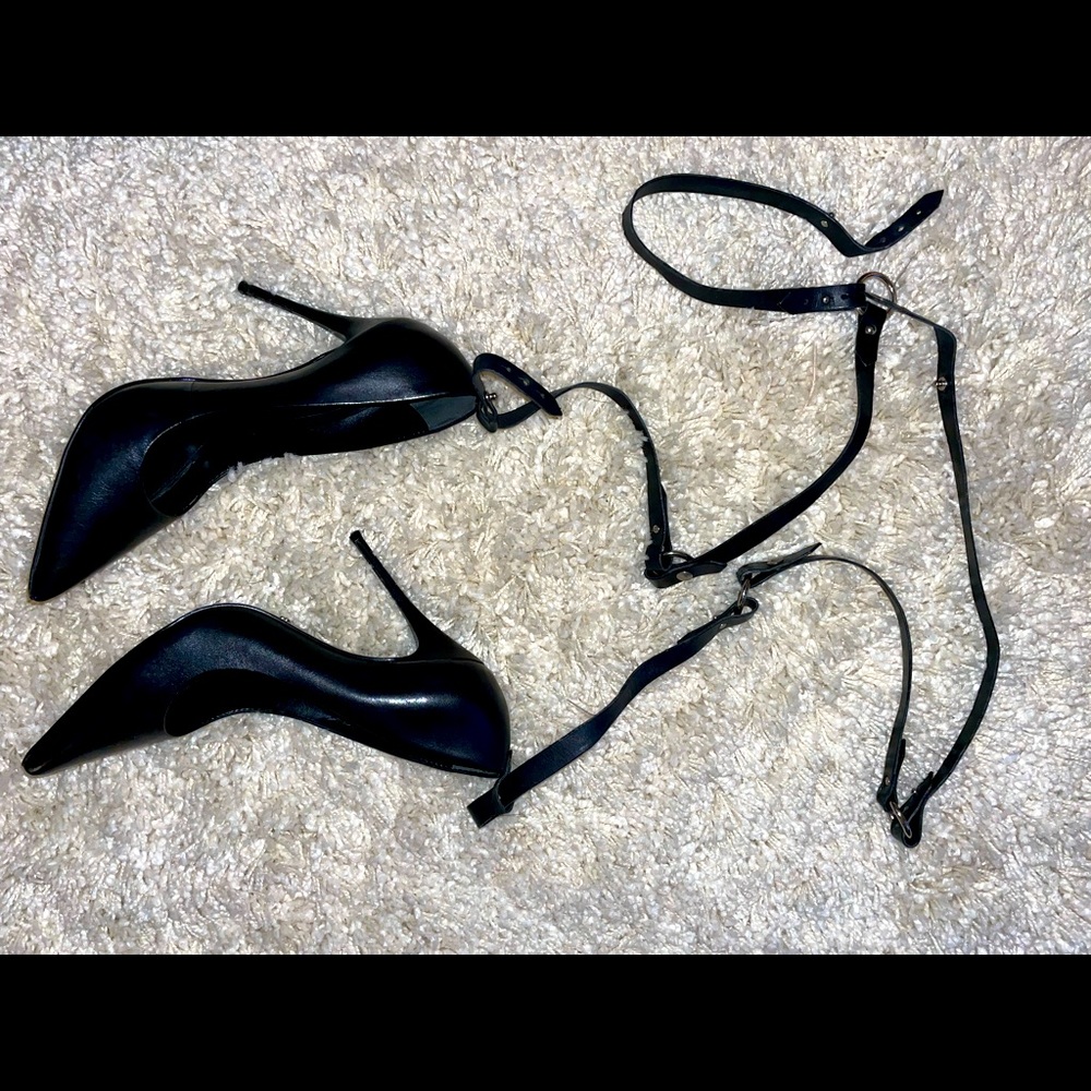Schutz Black Leather Pumps - leg strap and chain 10